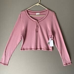 BP sz L pink knit crop‎ top NWT